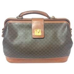 Used Celine brown macadam blaison doctor bag with brown leather trimmings.