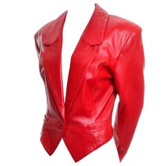 Michael Hoban North Beach Vintage Tuxedo Style Red Leather Jacket 