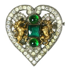 Vintage Coco Chanel Byzantine Heart Crest Brooch