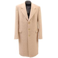  Versace Beige Textured Wool Coat for Men