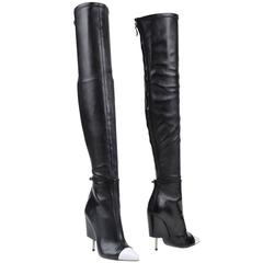 Givenchy NEW & SOLD OUT Black Lambskin Metal Heel Over Knee Shoes Boots in Box