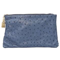 Blue Barfield Ostrich Clutch