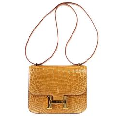 Hermes Constance Alligator Gold Hardware Mini 18 Ficelle Bag