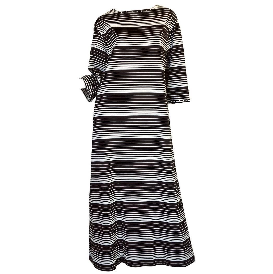 1970s Givenchy Graphic Striped & Studded Caftan Dress
