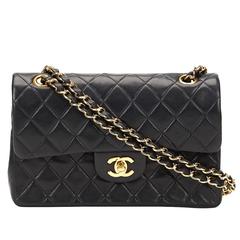 2000s Chanel Black Quilted Lambskin Small Classic Double Flap Bag