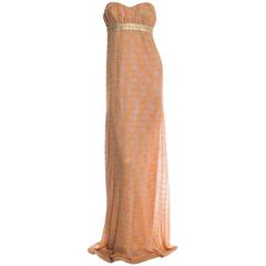 Gorgeous Missoni Gold Metallic Corset Lurex Crochet Knit Gown 6