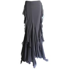 Dior Finest Full Length Ruffled Chiffon Silk Maxi Skirt 