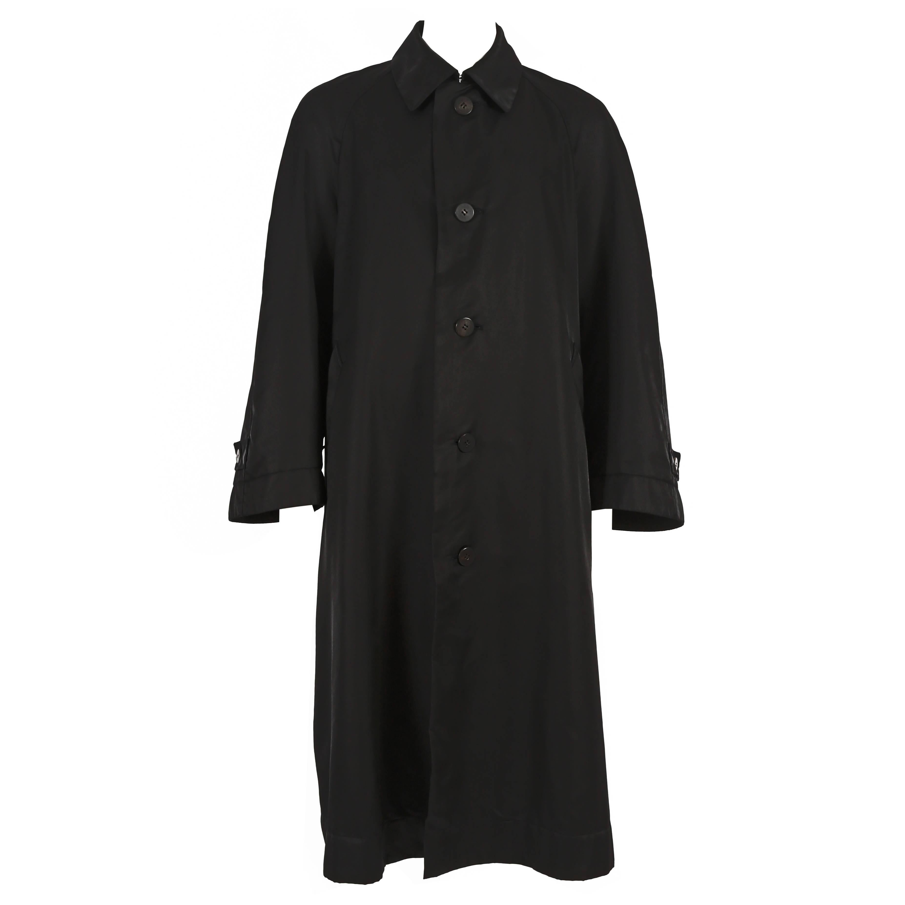 Issey Miyake Mens oversized black nylon coat, c. 1990s For Sale