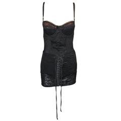 F/W 1996 Dolce & Gabbana Lace Corset Bustier Bodysuit & Lace-up Mini Skirt Set