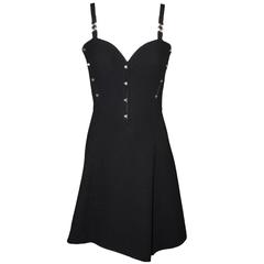 S/S 1995 Gianni Versace Couture Black Studded Bustier Skater Dress 40 9