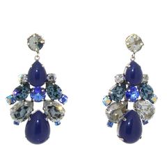 Blur and smokey Crystal Earrings by Frangos
