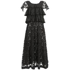 Thea Porter velvet trimmed lace evening dress, circa late 1960s 11