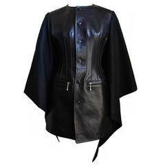2011 runway JUNYA WATANABE COMME DES GARCONS wool & leather cape coat 11
