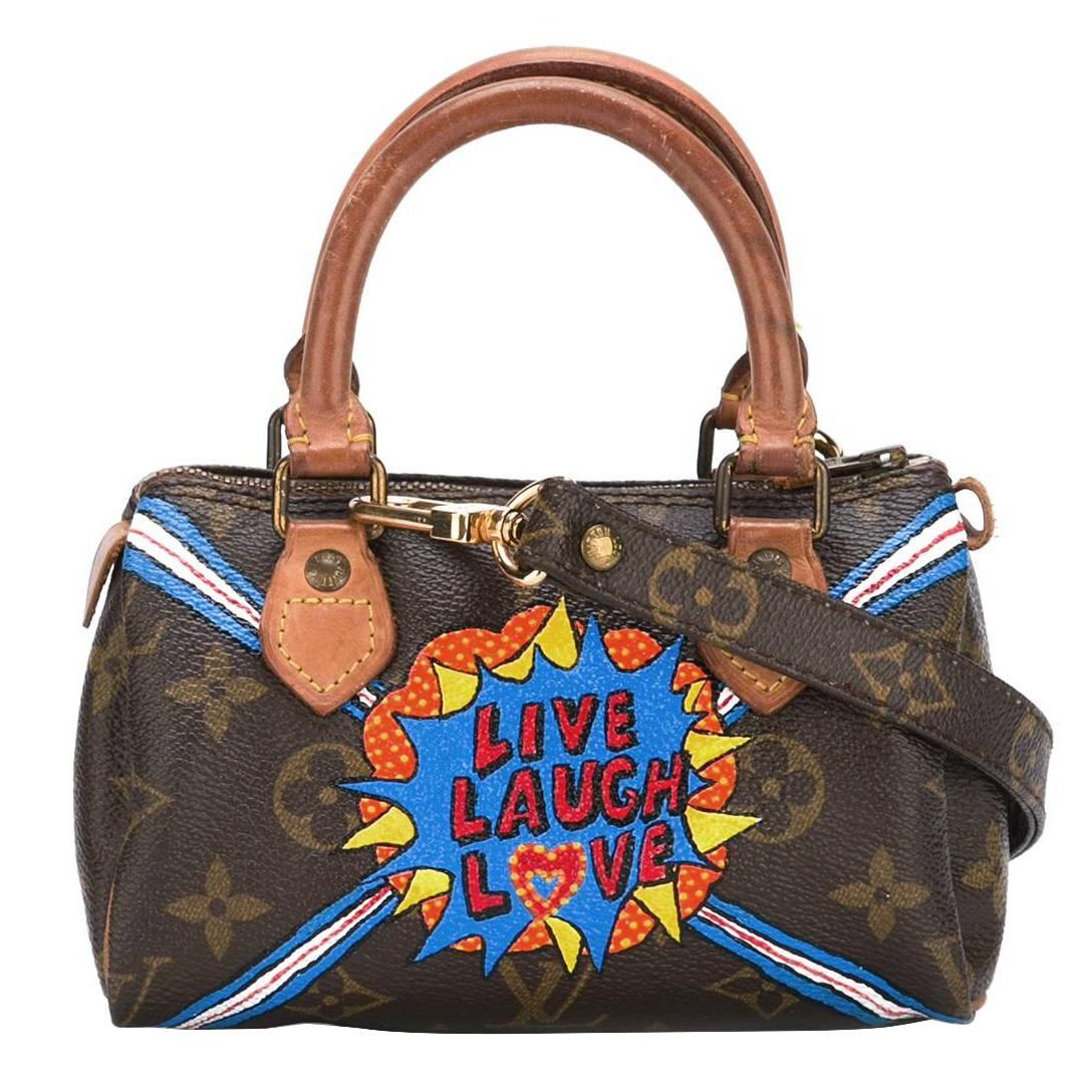 Customised "Live Laugh Love" Emotional Baggage Louis Vuitton Speedy Handbag