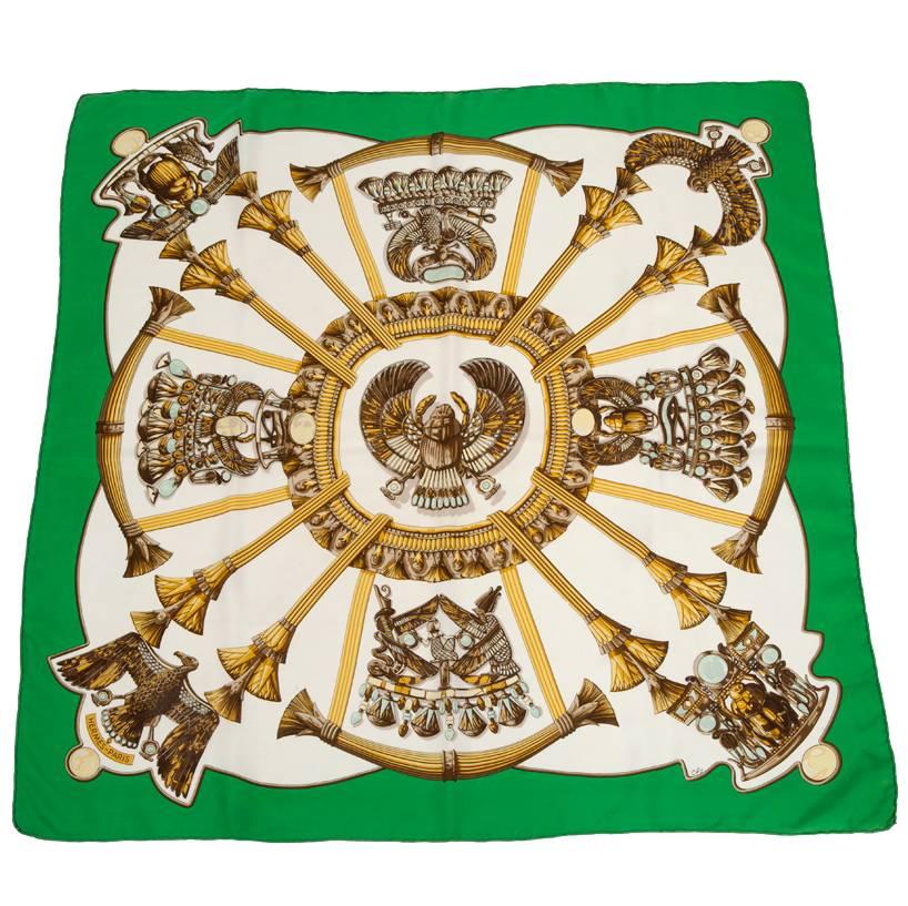 1970 Hermes Scarabees & Pectoraux Silk Twill Carre Scarf 