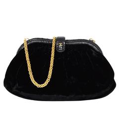 Chanel Vintage Black Velvet Evening Bag w/ Goldtone Hardware