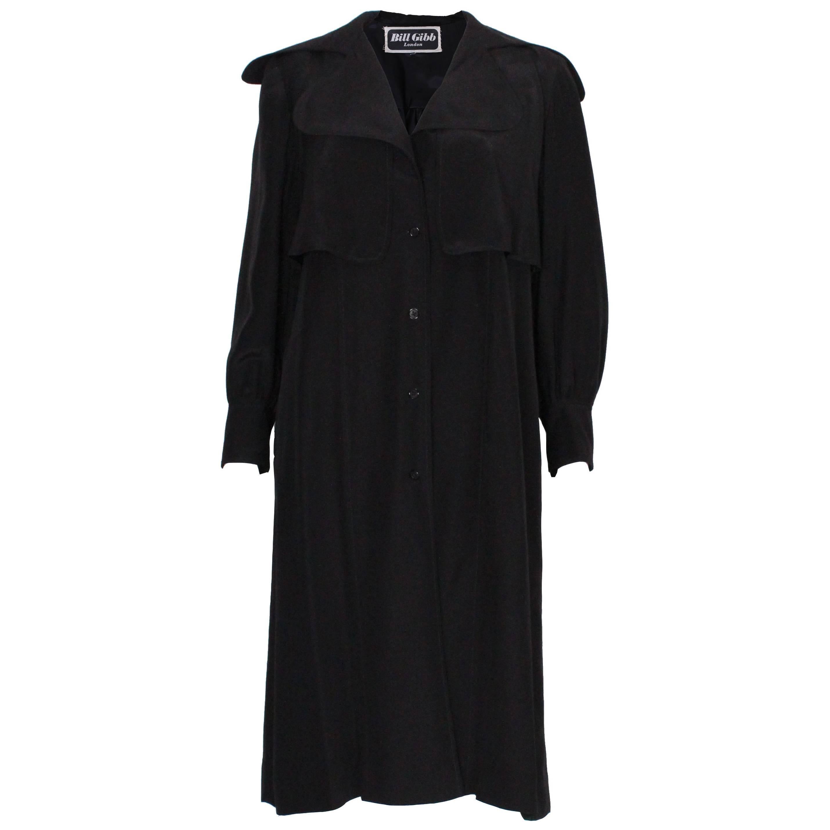 Bill Gibb London Black Silk Coat