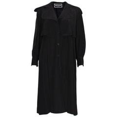 Bill Gibb London Black Silk Coat 7