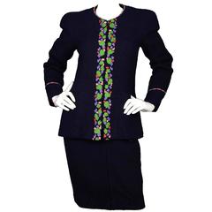 Chanel Navy Wool Boucle Skirt Suit Sz 40 5