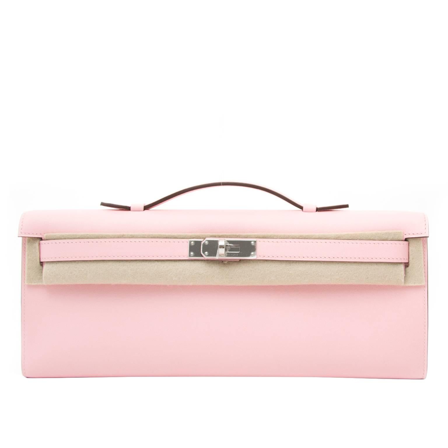 SOLD OUT** NEW HERMES Kelly Cut Clutch. Rose Azalee / PHW. 100
