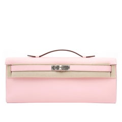 Hermès Kelly Cut Pochette Rose Sakura Swift Phw