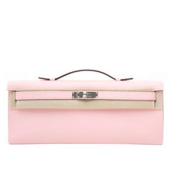 Hermès Kelly Cut Pochette Rose Sakura Swift Phw 2