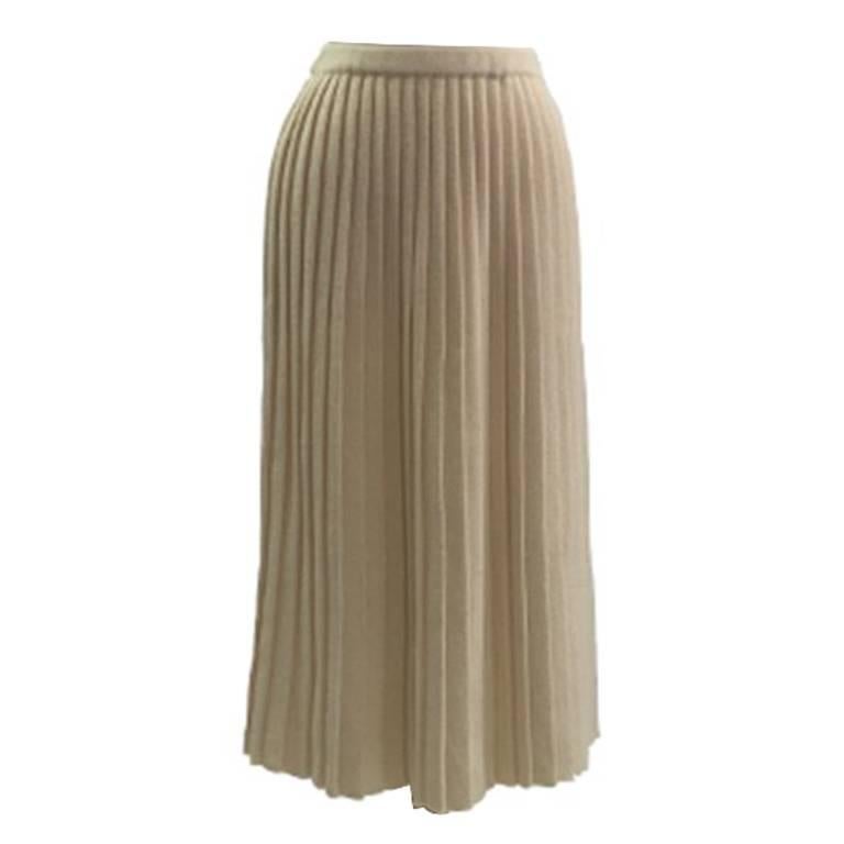 Courreges Wool Acrylic Cream Pleated Knitted Skirt, 1980s   For Sale