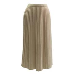 Courreges Wool Acrylic Cream Pleated Knitted Skirt, 1980s  