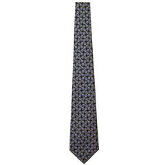Vintage Chanel Blue Silk Printed Tie