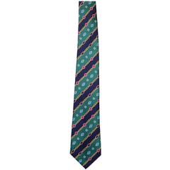 Chanel Green and Navy Silk Printed Tie 6