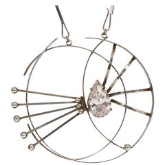 Vintage 1960's Aaron Rubenstein Modernist Sterling Silver Necklace w/Flat Bar Link Chain
