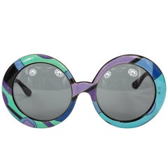 Retro 1960's Pucci Oversized Sunglasses w/Iconic Pucci Print