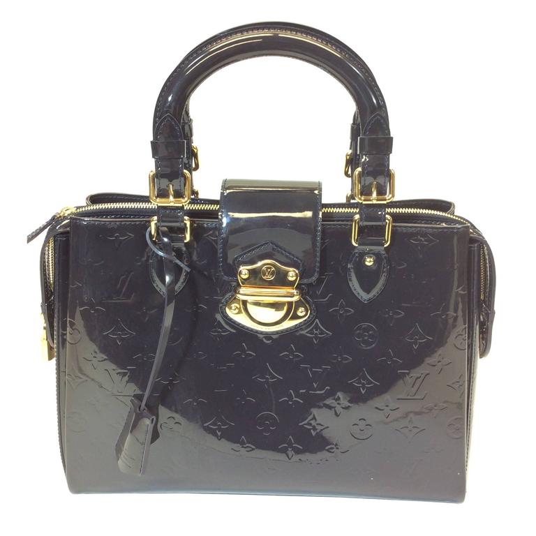 Louis Vuitton Navy Patent Leather Two Piece Monogrammed Wallet and Handbag Set at 1stdibs