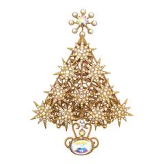 Large Statement Christmas Tree Brooch by Askew London