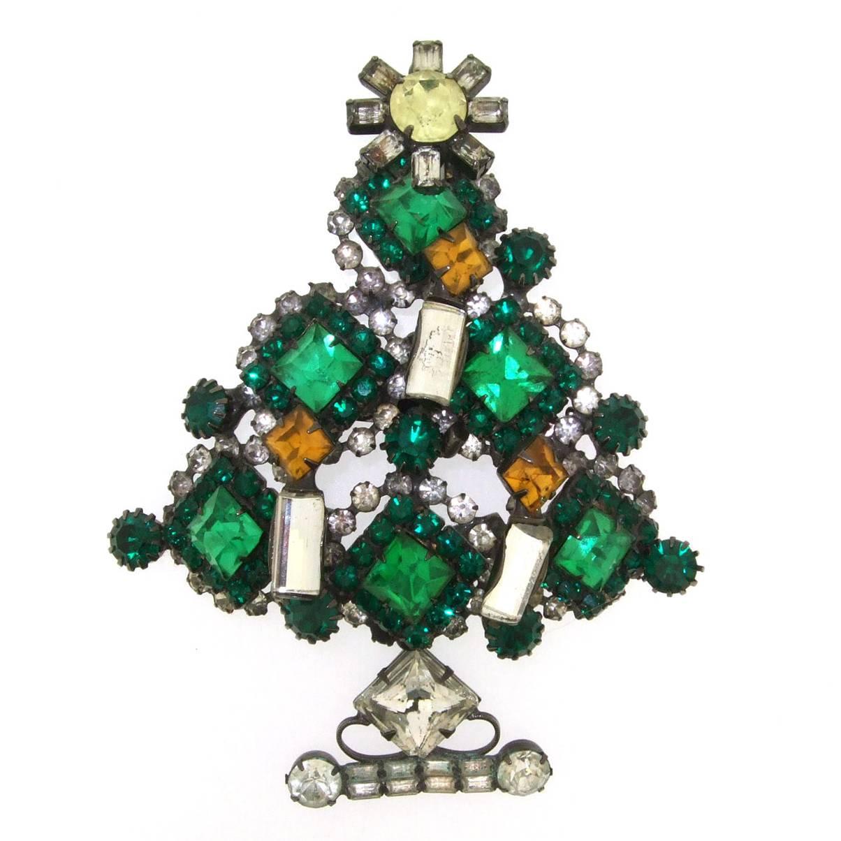 Rare Large Christmas Tree Brooch by Lawrence Larry Vrba For Sale