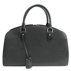 Louis Vuitton Black Leather Silver Hardware Top Handle Boston Satchel Bag 2