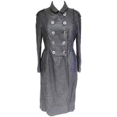Burberry Prorsum Charcoal Lazer Cut lace Leather Trench Coat UK 12