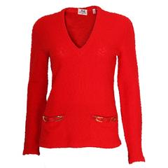 Vintage Celine Paris Red Boucle Jumper