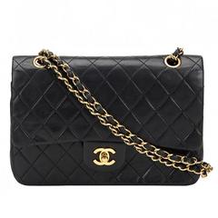 1990s Chanel Black Quilted Lambskin Vintage Medium Classic Double Flap Bag