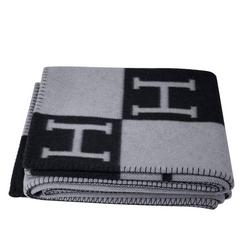 Used Hermes Avalon Blanket Cocuch III Grey/Anthracite Color 90% Wool/10% Cachemire 13