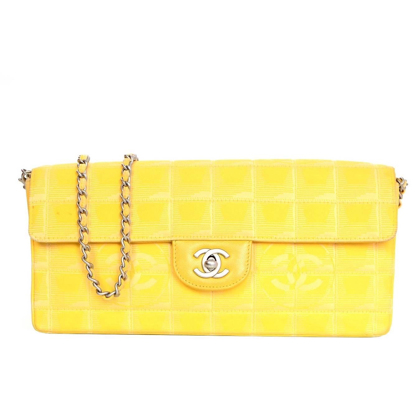 Chanel Yellow Canvas Chocolate Bar Quiltes East West Shoulder Bag