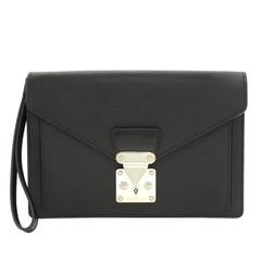 Louis Vuitton Sellier Dragonne Black Epi Leather Wristlet Clutch Pochette Bag