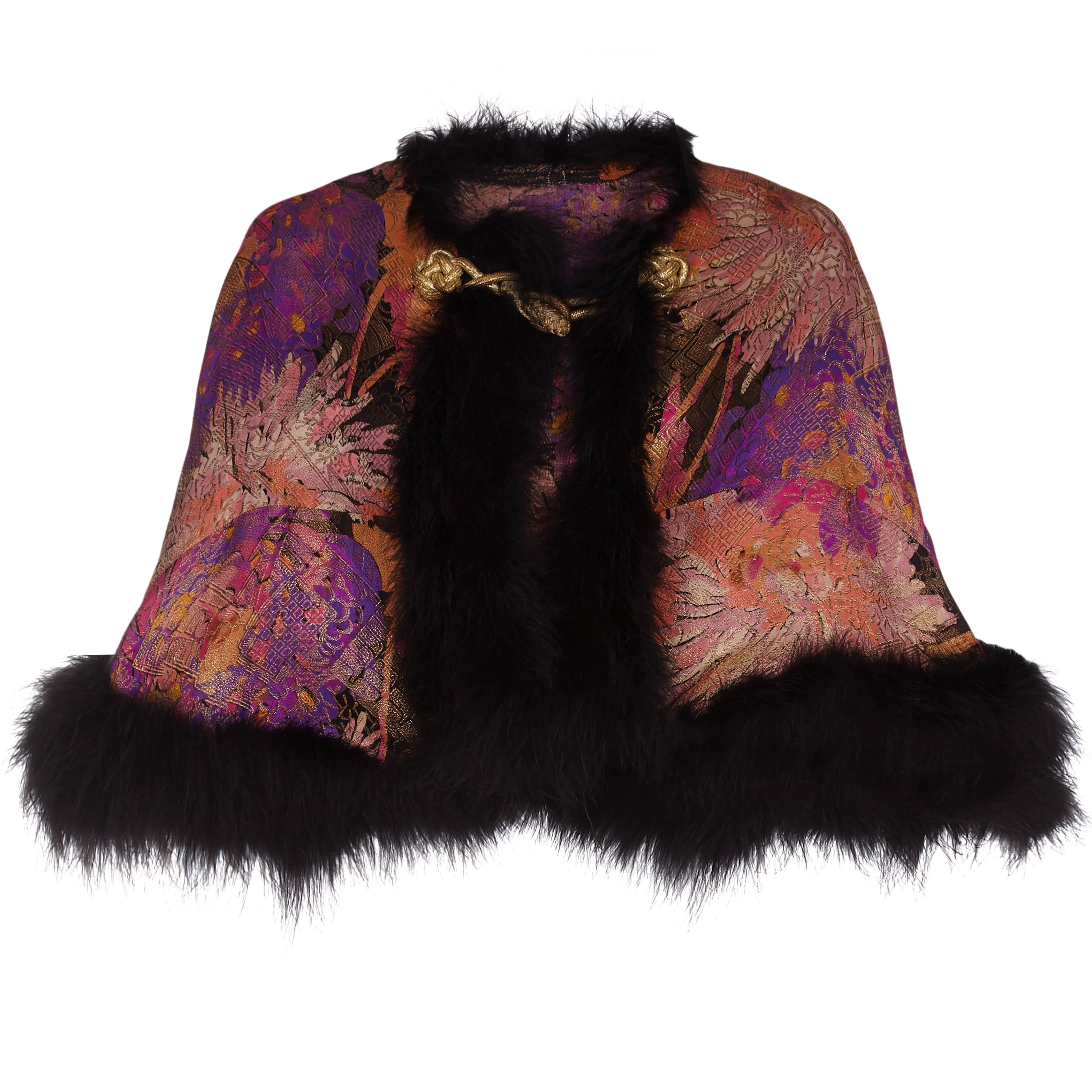 1920s Lame and Feather Cape