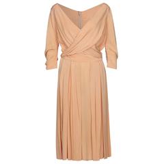 1950s Christian Dior Peach Silk Dress 3
