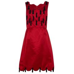 1970 Jo Copeland for Lisa Meril Red Silk Tassel Dress 12