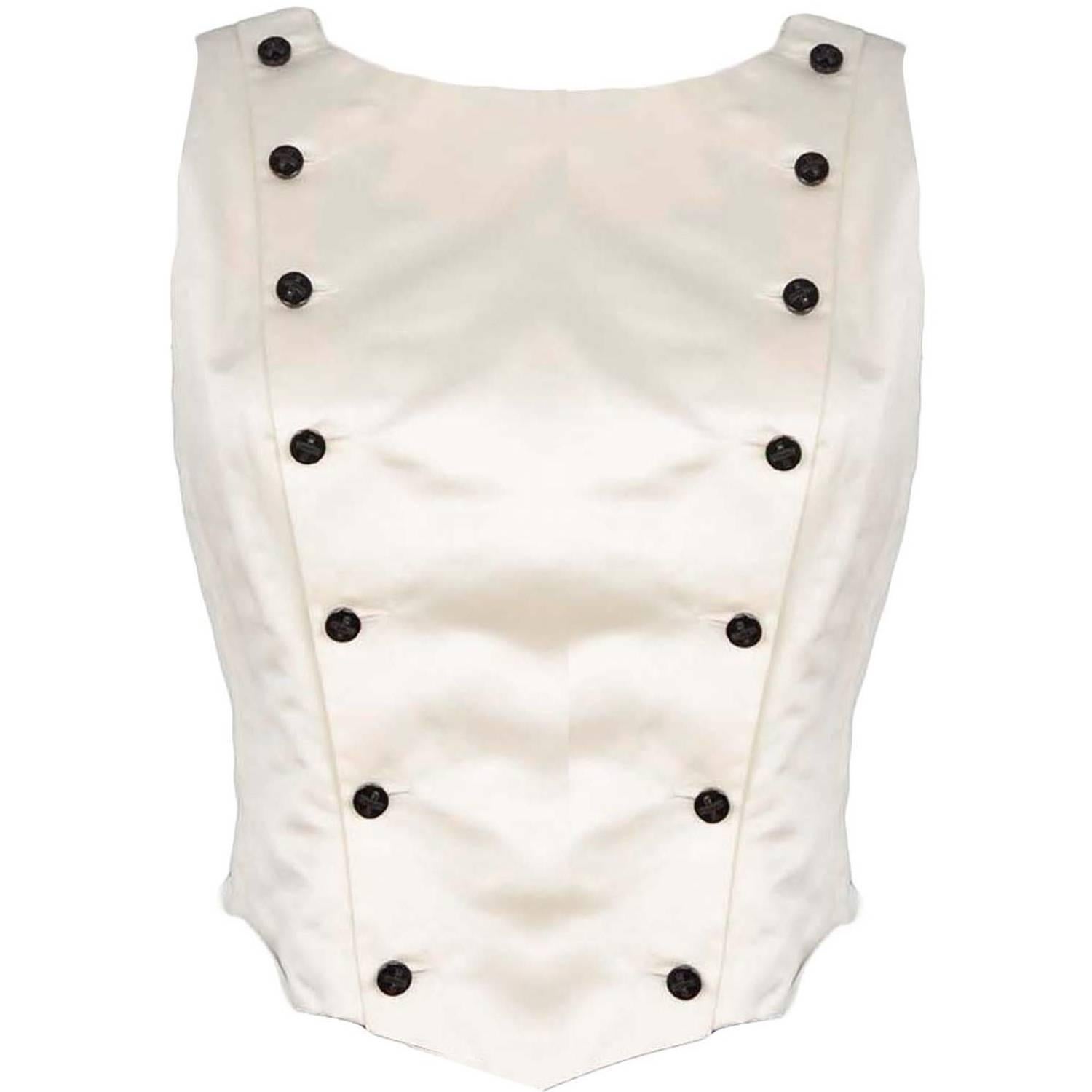 CHANEL Ivory Satin Double Breasted Vest sz FR42