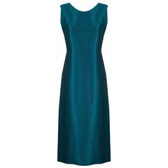 1960s Teal Silk Romney Model Shift Dress 12