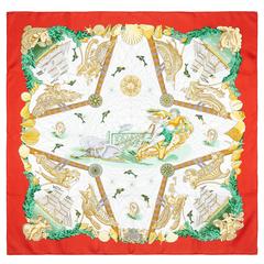 1990s 'Balade Oceane' Hermes Silk Scarf 1