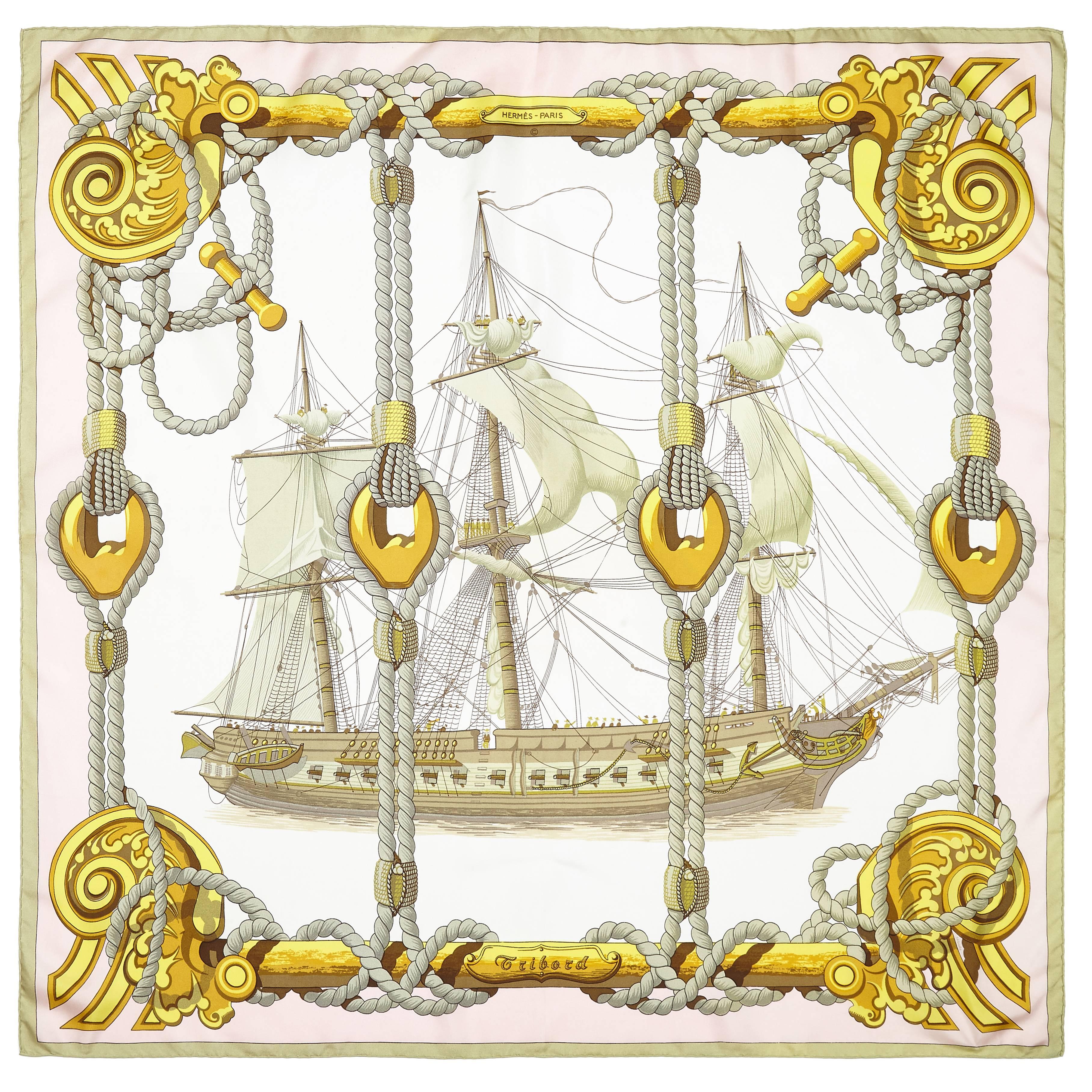 Original 1968 'Tribord' Hermes Silk Scarf