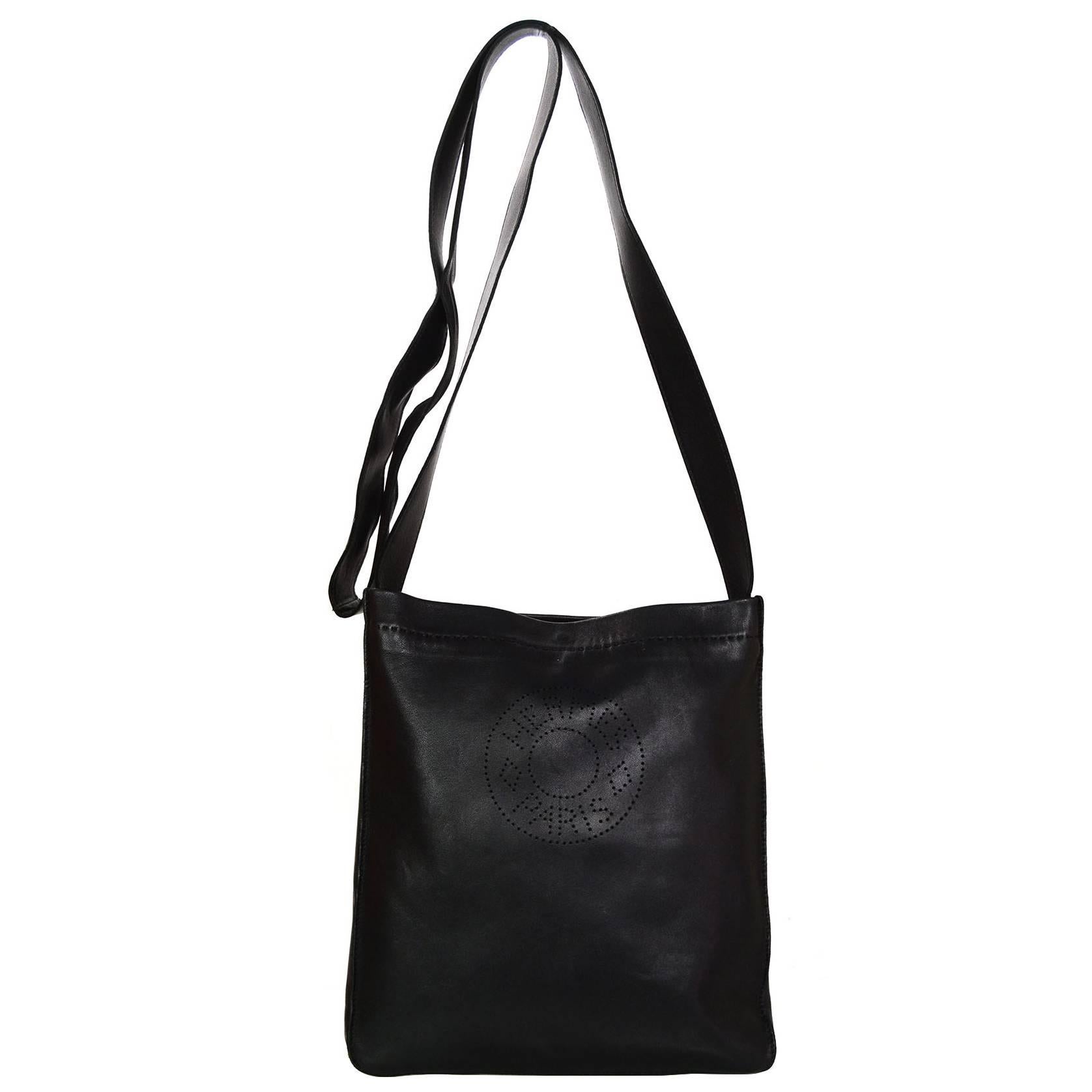 Hermes Black Leather Clou de Selle Crossbody Bag
